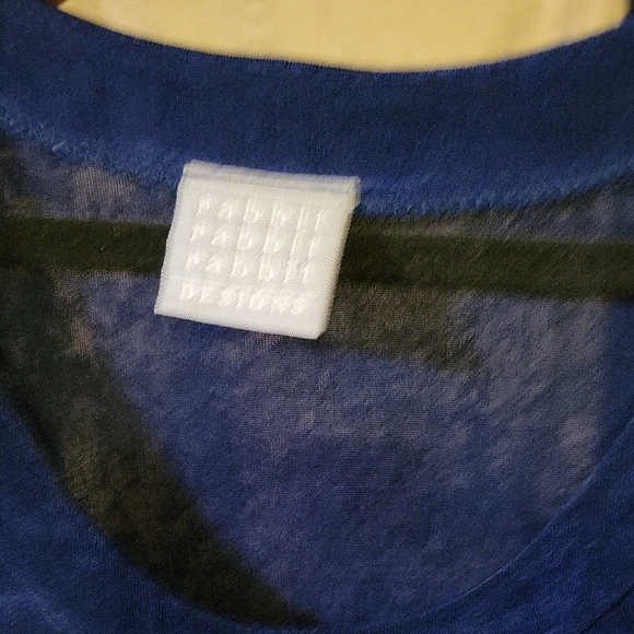 Vintage Medium Rabbit Rabbit Rabbit Classic Midnight Blue Long Sleeve Dress - Picture 4 of 6